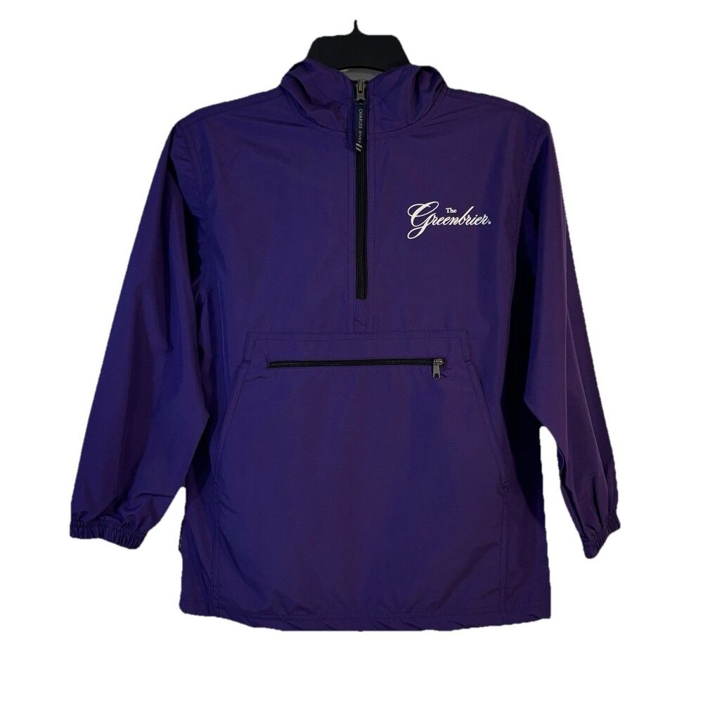 Greenbrier Resort Youth Medium Purple Hooded Windbreaker Jacket Charles River